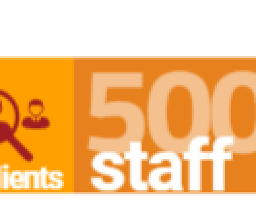 Banner depicting statistics relating to Frontier Software, it's clients, staff and locations