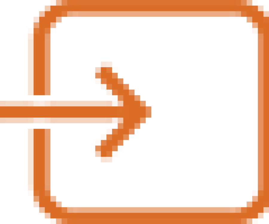 Icon depicting a square into which an arrow is entering from the left at the midpoint and heading to the right